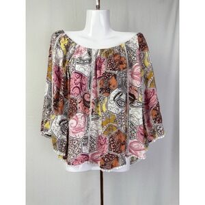 Fever Multicolor Paisley‎ Blouse Size Large